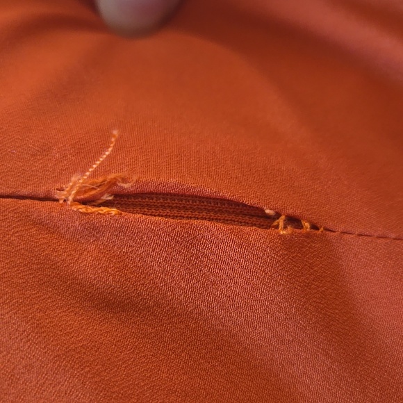 NWT Tahari ASL Burnt Orange Pleated Trim Tie Neck Dress Size 14 - Picture 11 of 15